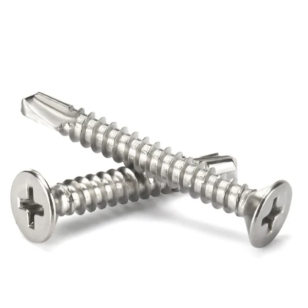 China Manufacturer's Stainless Steel SS410 M6 4.8 5.5 Flat Head Cuntersunk Self-Drilling Screw Spiral Smooth Barbed Fluted