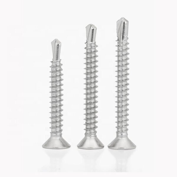 China Manufacturer's Stainless Steel SS410 M6 4.8 5.5 Flat Head Cuntersunk Self-Drilling Screw Spiral Smooth Barbed Fluted