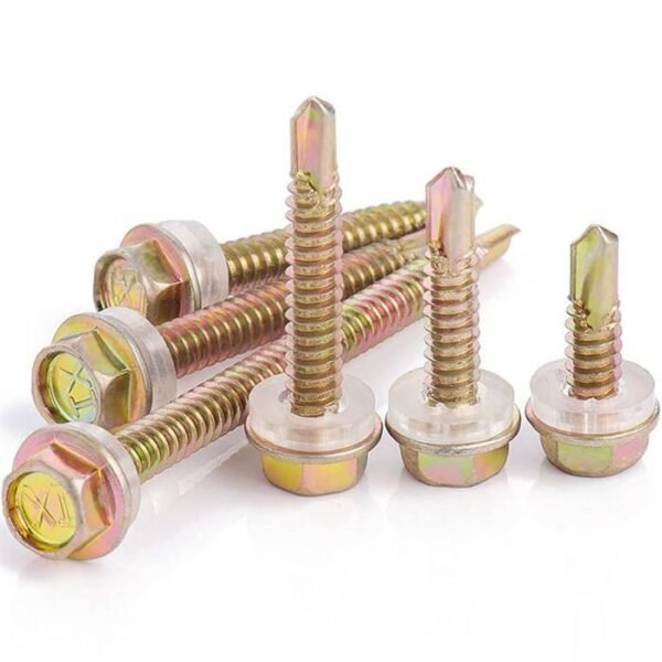 Hex Flange Head Drill Screw Washer Sharp Self-Tapping Bonded Steel Stainless Steel Roofing M3 Thread Size Inch Metric