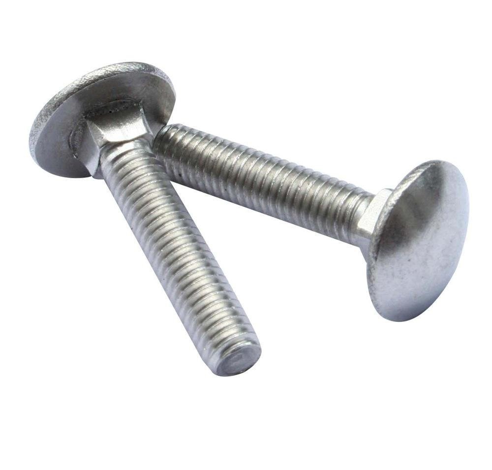Coach Bolts Head Short Square Neck Plain Stainless Steel Brass Aluminium M3/M4 Thread 20-80mm Length for Building Applications