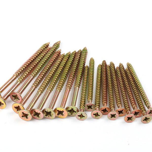 DIN7505 MDF Fiberboard Screw Yellow Zinc Torx Drive Double Countersunk Head Wood Chipboard Screw Factory Directly Sale