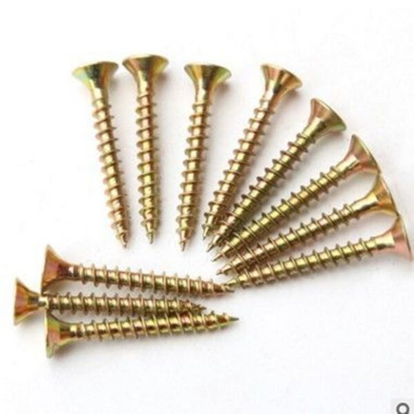China DIN7505 MDF Fiberboard Screw Yellow Zinc Torx Drive Double Countersunk Head Wood Chipboard Screw High Quality