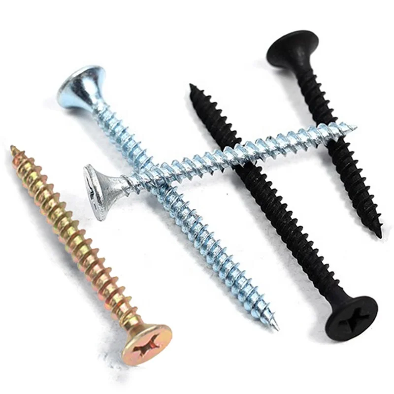 Factory Sales Drywall Screws 4.2*25mm/3.5*25mm Fine Thread Black Steel Screws With Various Shank Types and Head Styles