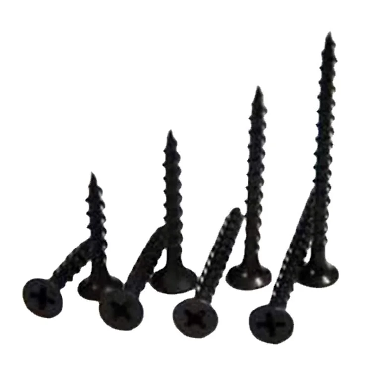 Factory Sales Drywall Screws 4.2*25mm/3.5*25mm Fine Thread Black Steel Screws with Various Head Styles and Shank Types