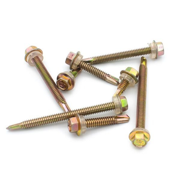 High Quality Bright Zinc Plated Steel Titanium Hexagon Head Self-Drilling Screw Washer Metric Measurement System Screws