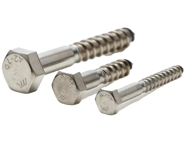 M10 60 DIN571 Galvanized High-Strength Carbon Steel Self Tapping Wood Screw Hexagonal Head Smooth High-Strength Carbon Steel