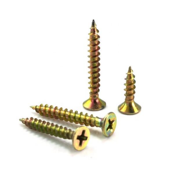 High Quality DIN7505 MDF Fiberboard Screw Yellow Zinc Torx Drive with Double Countersunk Head for Wood Chipboard Made in China