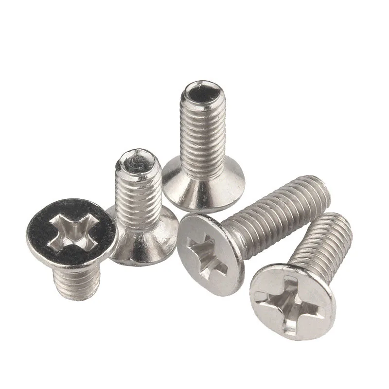 Stainless Steel 304/316 Flat Head Cross Bolts Countersunk Head ANSI/DIN/GB Standard M3 Thread Titanium Zinc Plated Packaged Bag