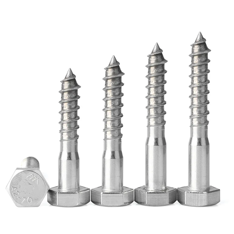 Factory Direct Supply Carbon Steel Hexagon Wood Screws M4 M6 M10 Blue White Zinc Various Shank Brad Cap Double Spiral Fluted